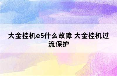 大金挂机e5什么故障 大金挂机过流保护